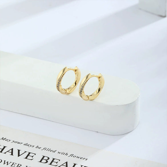 Jewelry Möbius Ring Zircon Earrings Geometric Copper 14K Gold Electroplated