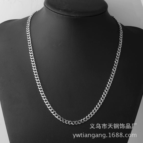Jewelry Men's Necklace Stainless Steel Chain Titanium Steel Pendant Six Sided Grinding Polishing