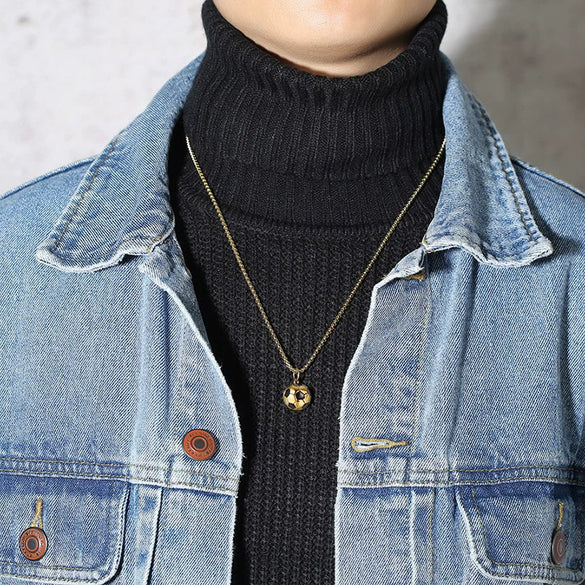 Jewelry Men's Stainless Steel And Titanium Steel Football Pendant Geometric Style Electroplated