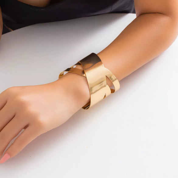Jewelry Metal Adjustable Open Punk Geometric Electroplated Bracelet