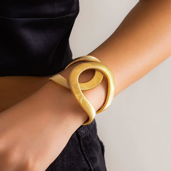 Jewelry Metal Adjustable Open Punk Geometric Electroplated Bracelet