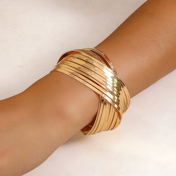 Jewelry Metal Adjustable Open Punk Geometric Electroplated Bracelet