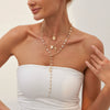 Jewelry Metal Alloy Pendant Necklace With Geometric Pattern Copperclad Iron And Pearl Chain Electroplated For Women