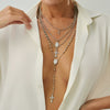 Jewelry Metal Alloy Pendant Necklace With Geometric Pattern Copperclad Iron And Pearl Chain Electroplated For Women