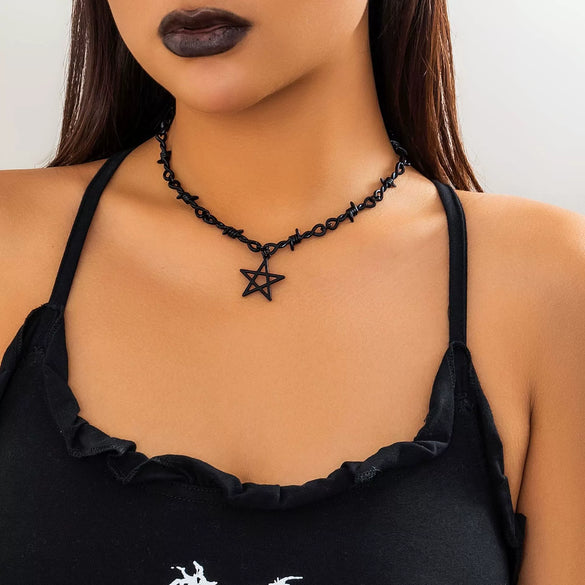Jewelry Metal Alloy Round Star Geometric Painted Necklace For Women