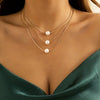 Jewelry Metal Box Chain Collarbone Necklace With Alloy Imitation Pearl Pendant Retro Allmatch Geometric Style For Women