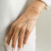 Jewelry Metal Chain Finger Bracelet For Women With Imitation Pearl Rhinestone Geometric Pattern Electroplated