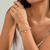 Jewelry Metal Chain Finger Bracelet For Women With Imitation Pearl Rhinestone Geometric Pattern Electroplated