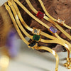 Jewelry Metal Chain Multicolor Zircon Hip Hop Retro Electroplated Bracelet And Necklace Set