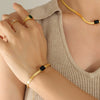 Jewelry Metal Chain Multicolor Zircon Hip Hop Retro Electroplated Bracelet And Necklace Set