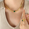 Jewelry Metal Chain Multicolor Zircon Hip Hop Retro Electroplated Bracelet And Necklace Set