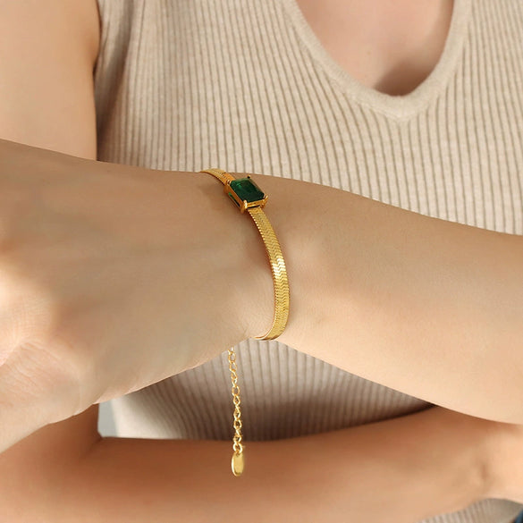 Jewelry Metal Chain Multicolor Zircon Hip Hop Retro Electroplated Bracelet And Necklace Set