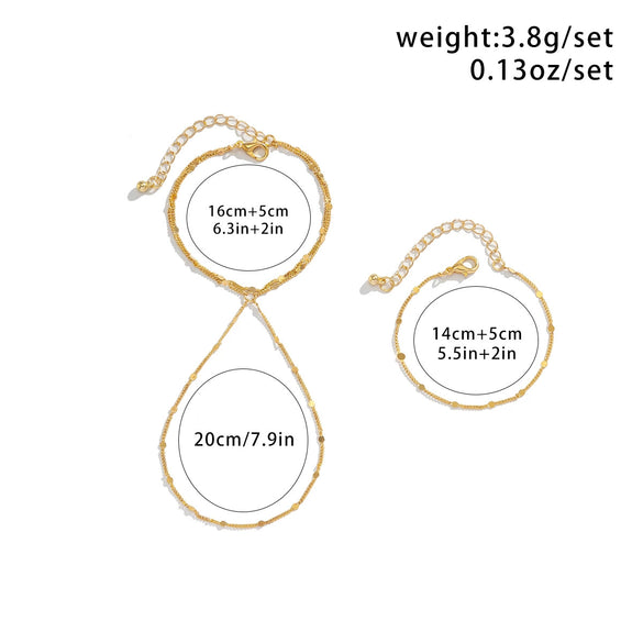 Jewelry Metal Cold Style Geometric Women's Multilayer Sequin Thin Chain Bracelet Set Electroplated