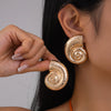 Jewelry Metal Conch Irregular Exaggerated Hollow Earrings Geometric Electroplating Women's