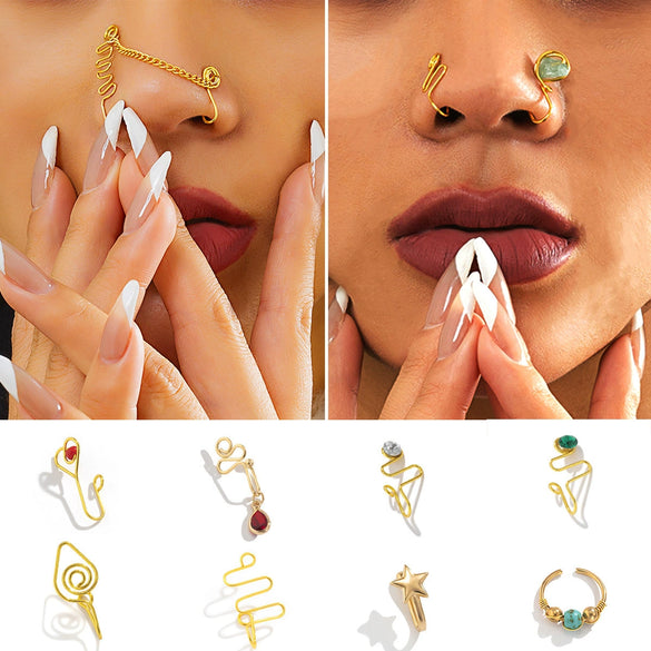 Jewelry Metal Copper Iron Geometric Heart Shaped Electroplating Non Hole Piercing Nose Clip For Women