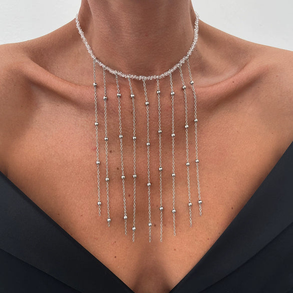 Jewelry Metal Cross Pendant Necklace Imitation Pearl Iron Chain Copper Clad Chain Alloy Pendant Geometric Electroplated