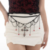Jewelry Metal Cross Tassel Waist Chain Dark Gothic Blood Drop Bead Body Chain Lobster Clasp