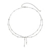 Jewelry Metal Doublelayer Thin Chain Tassel Body Chain With Metallic Round Bead And Double Circle Design For Women