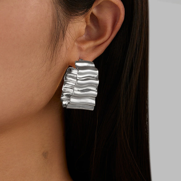 Jewelry Metal Exaggerated Geometric Semicircle Cshaped Electroplated Earrings For Women