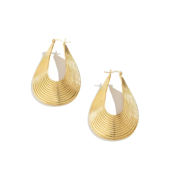 Jewelry Metal Exaggerated Retro Geometric Arc Stripe Earrings Electroplated For Women