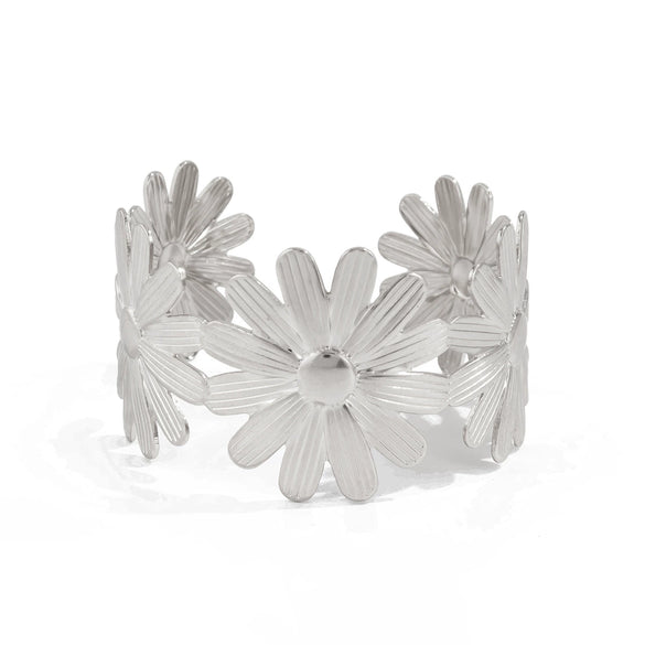 Jewelry Metal Flower Opening Bracelet Iron Electroplating Light Luxury Style