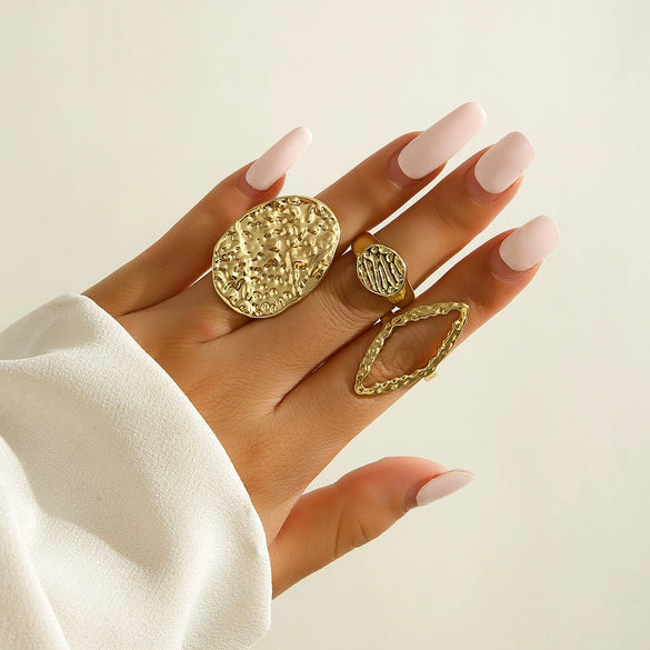 Jewelry Metal Geometric Arc Ring Joint Exaggerated Opening Set Electroplating Women's