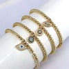Jewelry Metal Geometric Devil's Eye Elastic Bracelet For Women With Color Oil Dropping Zircon Electroplating