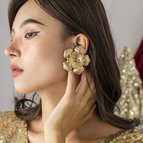 Jewelry Metal Geometric Heart Star Shaped Electroplated Women's Earrings