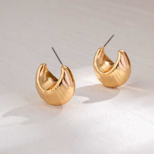 Jewelry Metal Geometric Imitation Pearl Tassel Pleated Earrings With Electroplating