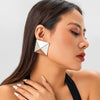 Jewelry Metal Geometric Imitation Pearl Tassel Pleated Earrings With Electroplating