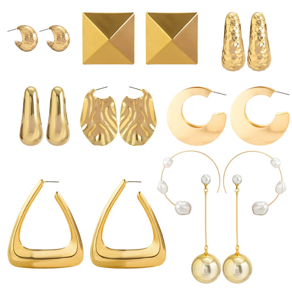 Jewelry Metal Geometric Square Punk Style Electroplated Water Drop Earrings For Women