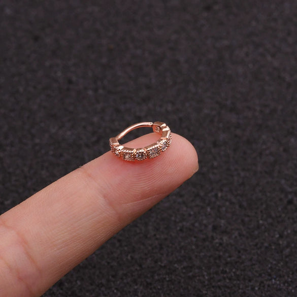 Jewelry Metal Geometric Zircon Inlaid Nose Ring For Women