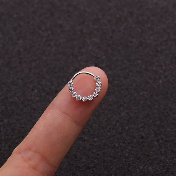 Jewelry Metal Geometric Zircon Inlaid Nose Ring For Women