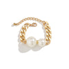 Jewelry Metal Glossy Geometric Clavicle Necklace For Women Iron Aluminum Chain Imitation Pearl Electroplating Punk Style