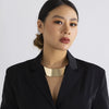 Jewelry Metal Glossy Geometric Clavicle Necklace For Women Iron Aluminum Chain Imitation Pearl Electroplating Punk Style