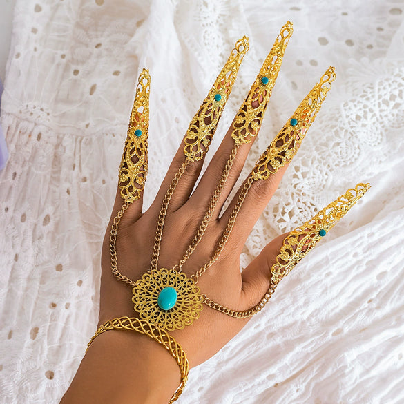 Jewelry Metal Gothic Style Ghost Finger Bracelet With The Crown Flowers Geometric Patterns Electroplated For Women