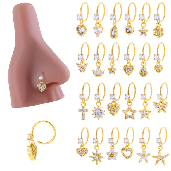 Jewelry Metal Heart Shape Electroplating Pendant Earrings Nose Ring For Women