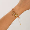 Jewelry Metal Heartshaped And Starshaped Pendant Bracelet For Women With Geometric Style And Electroplating Treatment