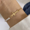 Jewelry Metal Imitation Pearl Chain Bracelet Geometric Hiphop Style Electroplating For Women