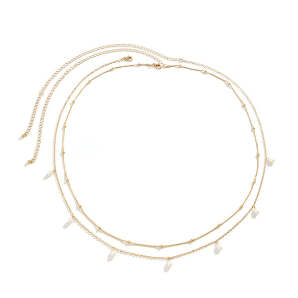 Jewelry Metal Imitation Pearl Snake Bone Body Chain Waist Chain Retro Tassel Round Bead Sweet Cool Style