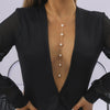 Jewelry Metal Imitation Pearl Tassel Ochain Necklace Geometric Electroplating Women's