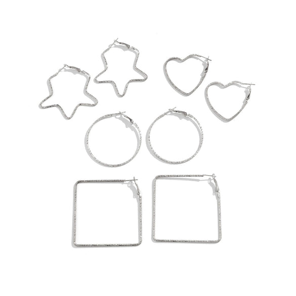 Jewelry Metal Imitation Pearl Winding Starshaped Peach Heart Electroplating Women's Earrings Set