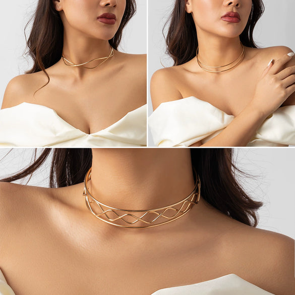 Jewelry Metal Iron Geometric Collar Choker Opening Necklace