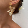 Jewelry Metal Leaf Flower Exaggerated Electroplated Earrings For Women