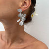Jewelry Metal Leaf Flower Exaggerated Electroplated Earrings For Women