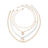 Jewelry Metal Necklace With Multilayer Bow And Love Pendant Imitation Pearls Alloy Electroplating For Women
