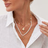 Jewelry Metal Necklace With Multilayer Bow And Love Pendant Imitation Pearls Alloy Electroplating For Women