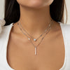 Jewelry Metal Organic Glass Heartshaped Geometric Doublelayer Microinlaid Electroplated Ochain Necklace For Women