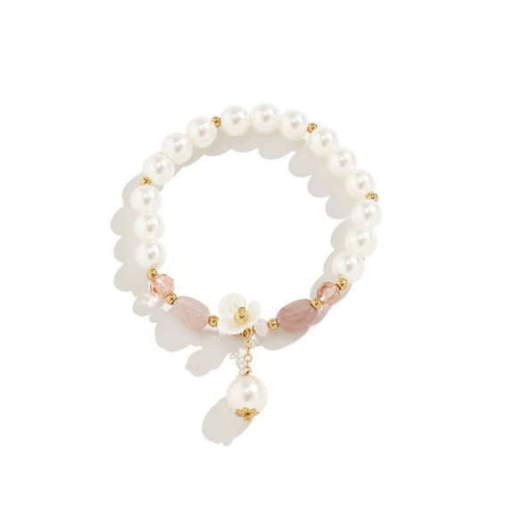 Jewelry Metal Pearl Beaded Butterfly Turquoise Imitation Crystal Elastic Microinlaid Geometric Diamond Women's Bracelet