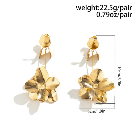 Jewelry Metal Petal Flower Baking Varnish Women's Tassel Earrings